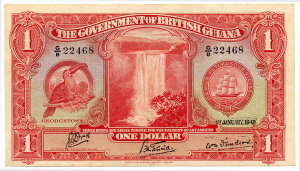 KGVI: $1 1942 G/8 22468 (P.12c): KGVI: $1 1942 G/8 22468 (P.12c)