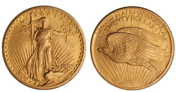 UNITED STATES OF AMERICA Gold: 20-Dollar St Gulden: UNITED STATES OF AMERICA Gold: 20-Dollar St Gulden 1907 (KM#127) AU