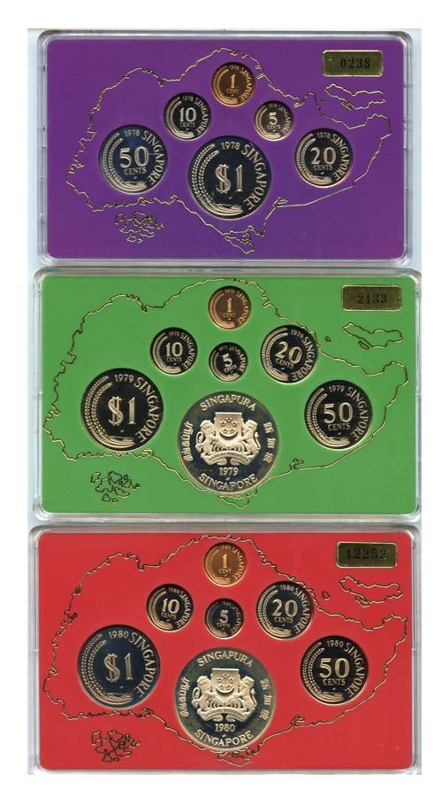 SINGAPORE Proof Sets 1978, 1979 & 1980 (3 Sets) (1 of 1)