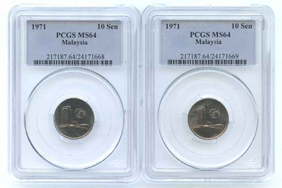 MALAYSIA Cu-Ni 10- cents 1971 (2pcs) (1 of 1)