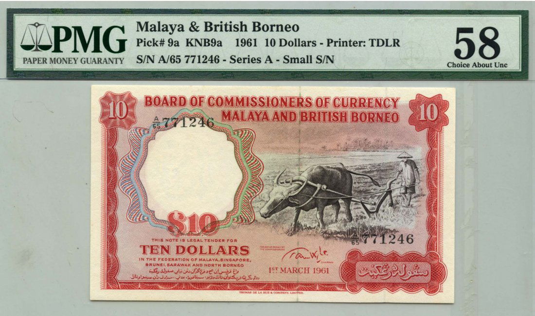 MALAYA Buffalo: $10 1961  A/65 771246 (1 of 1)