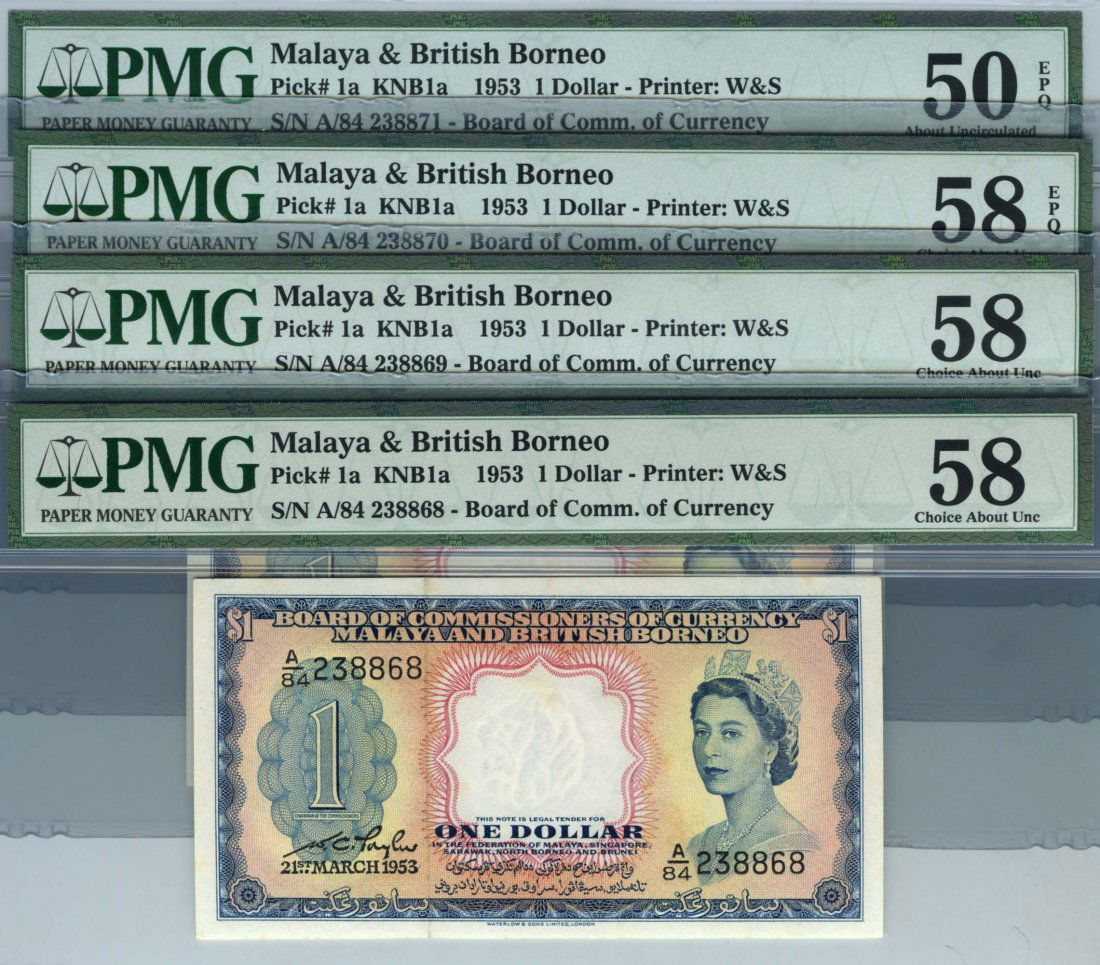 MALAYA & BRITISH BORNEO Elizabeth II: $1 1953 A/84 (1 of 1)