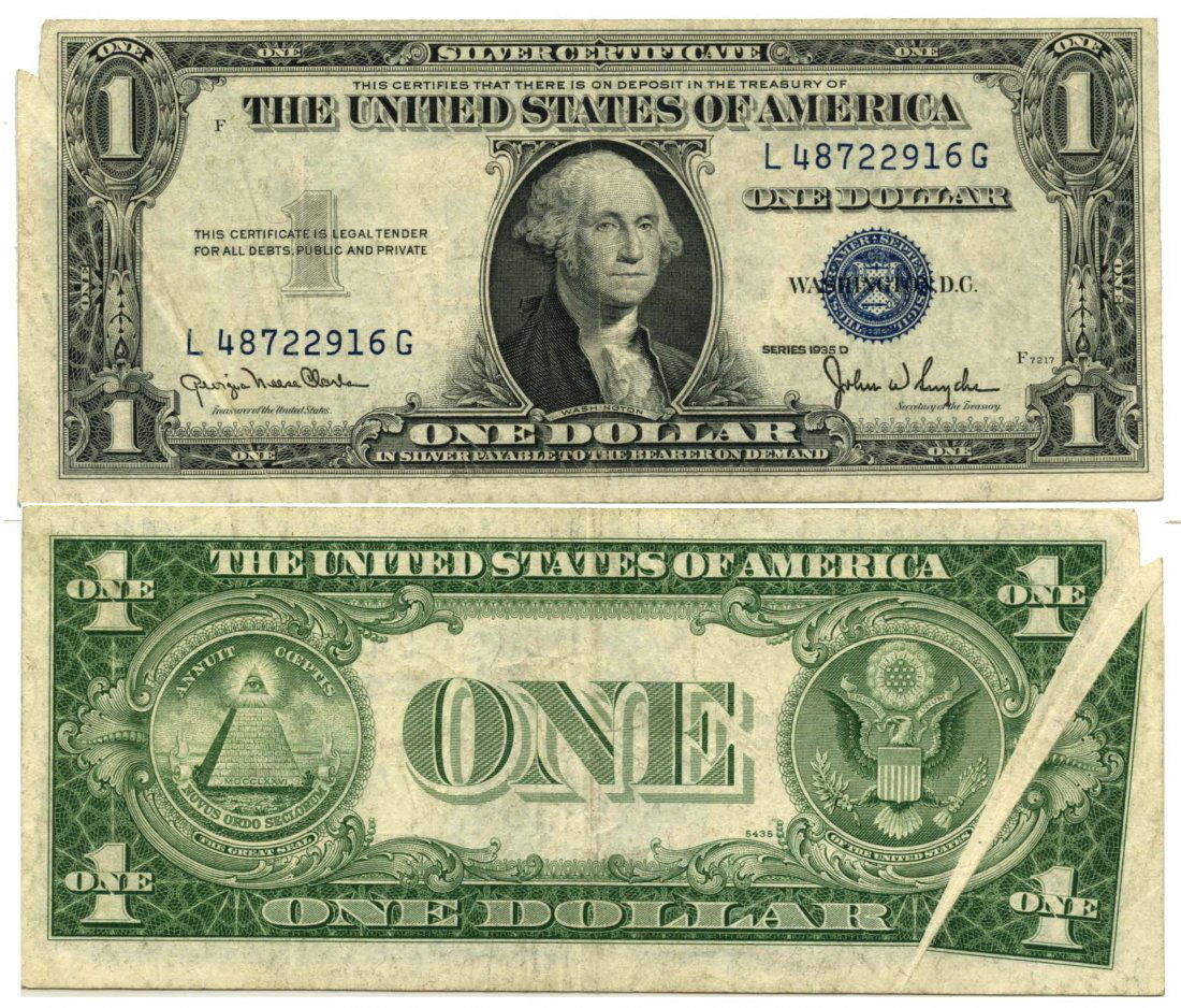 UNITED STATES OF AMERICA Silver Certificate: $1 1935D (1 of 1)