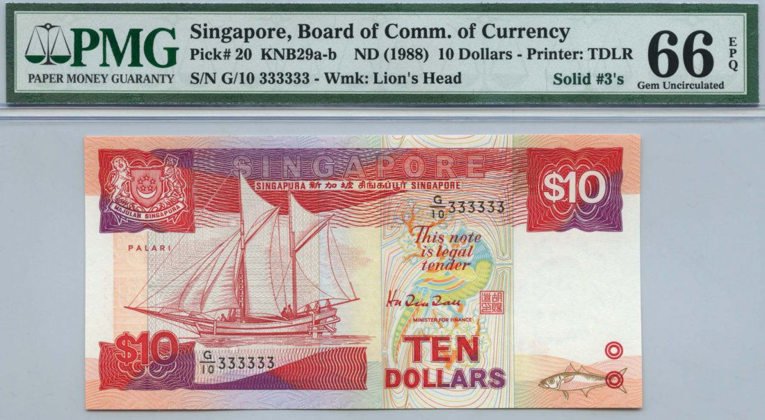 SINGAPORE Ship Series: $10 HTT  333333 (1 of 1)