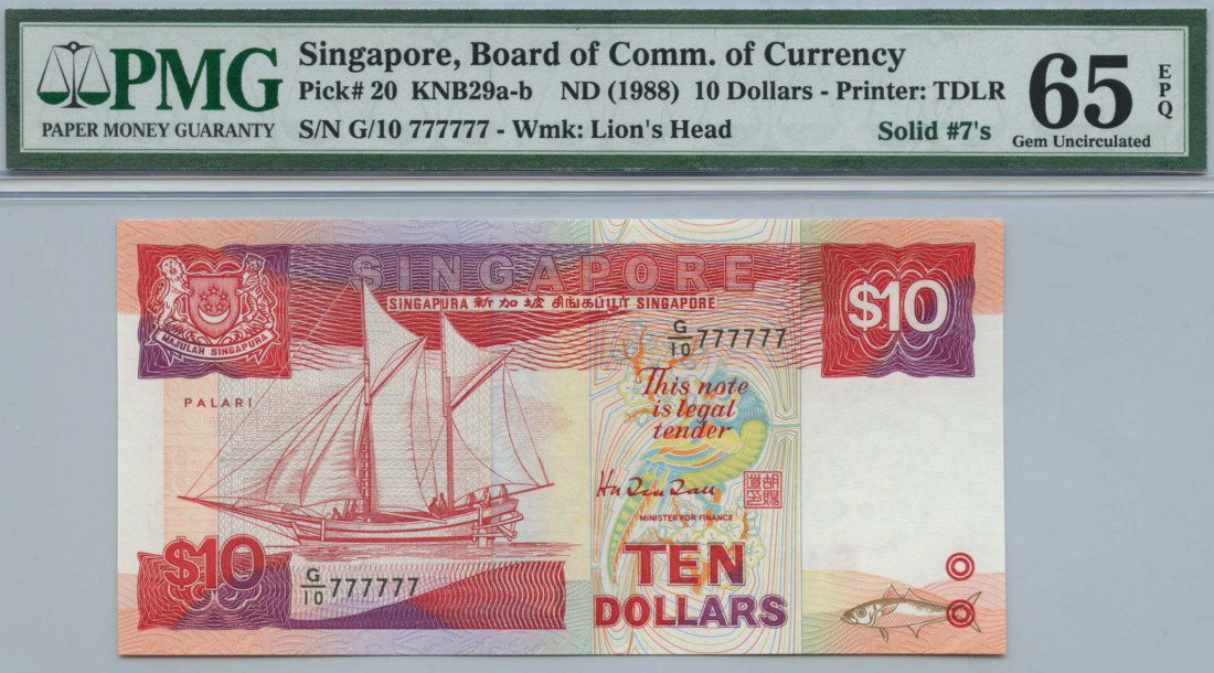 SINGAPORE Ship Series: $10 HTT  777777 (1 of 1)