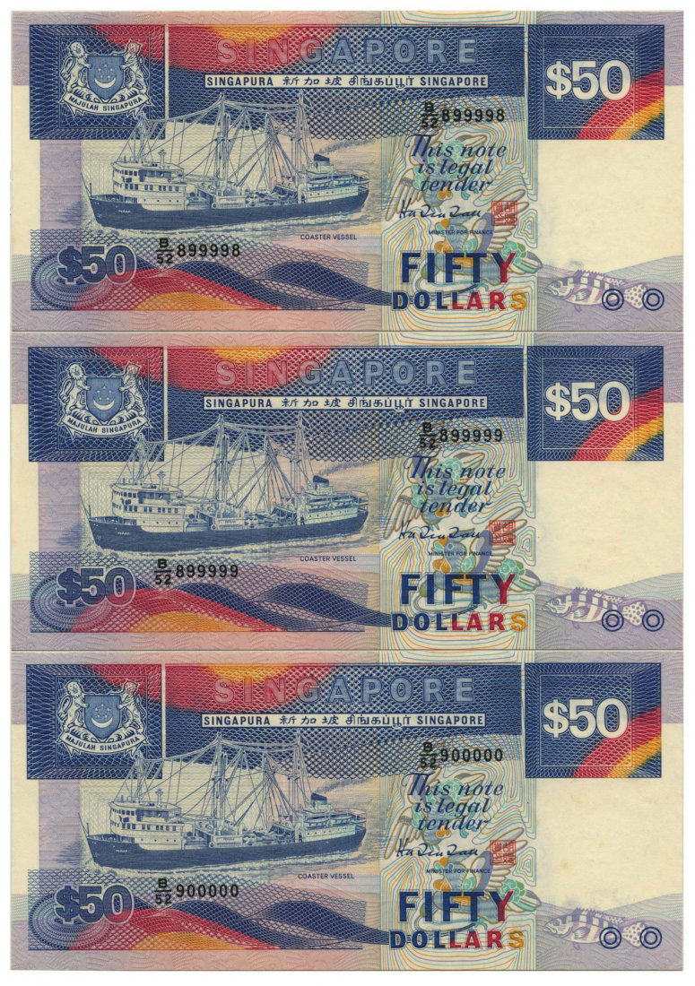 SINGAPORE Ship Series: $50 (1987) Golden (3pcs) (1 of 1)