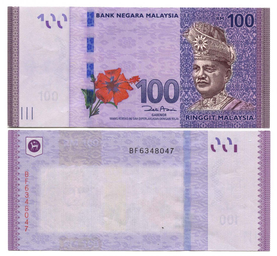 MALAYSIA 12th Series: RM100 Missing print (1 of 1)