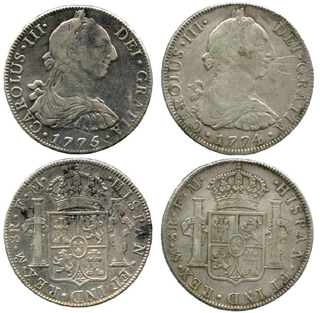 MEXICO Carolus III: Silver 8-Reales 1774 and 1775 (1 of 1)