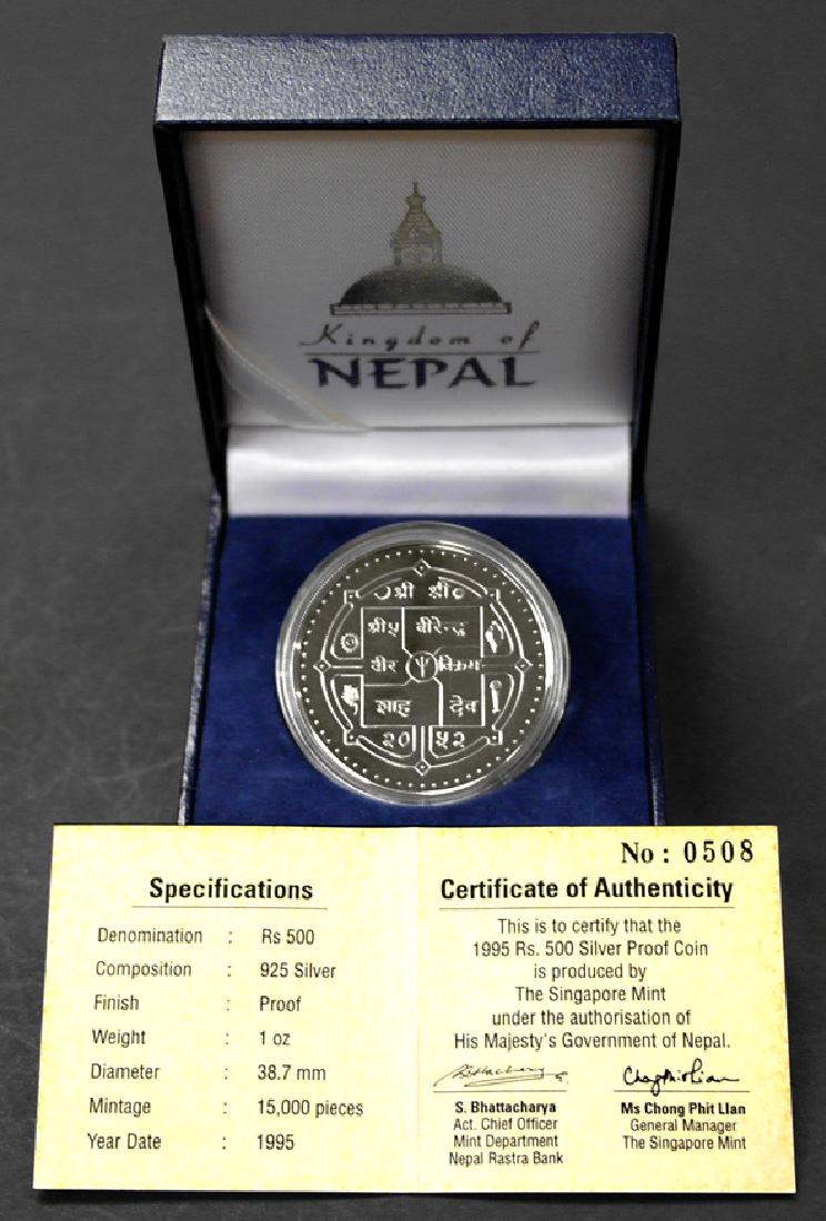 NEPAL Silver: 500-Rupees 1995  Image of buddha (1 of 1)