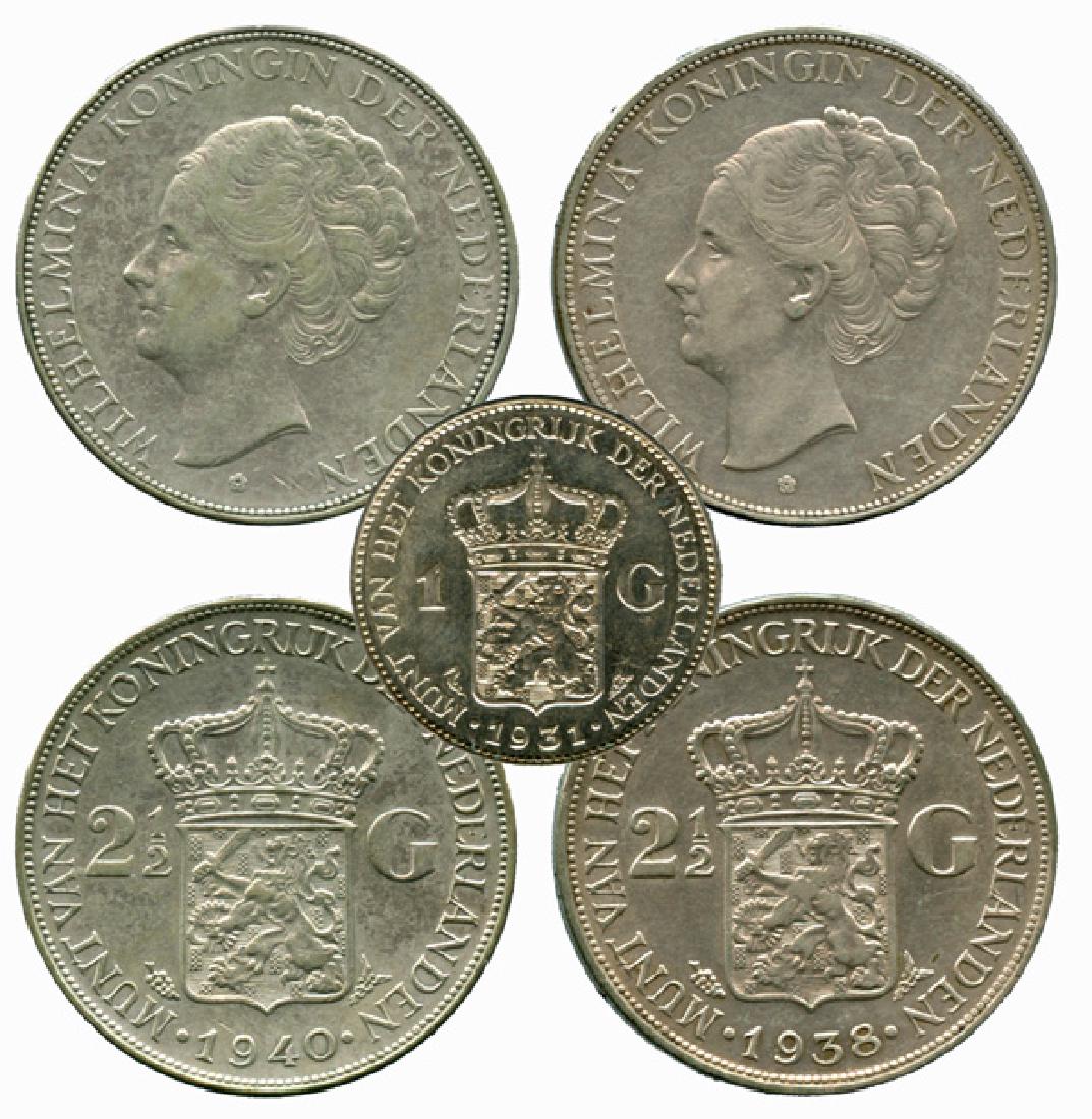 NETHERLANDS Silver: 2 1/2-Gulden 1938, 1940 & 1-G 1931 (1 of 1)