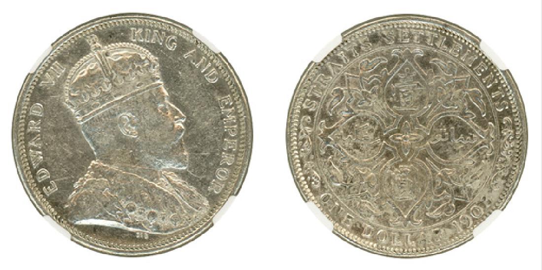 STRAITS SETTLEMENTS Edward VII: Silver $1 1903 Raised (1 of 1)
