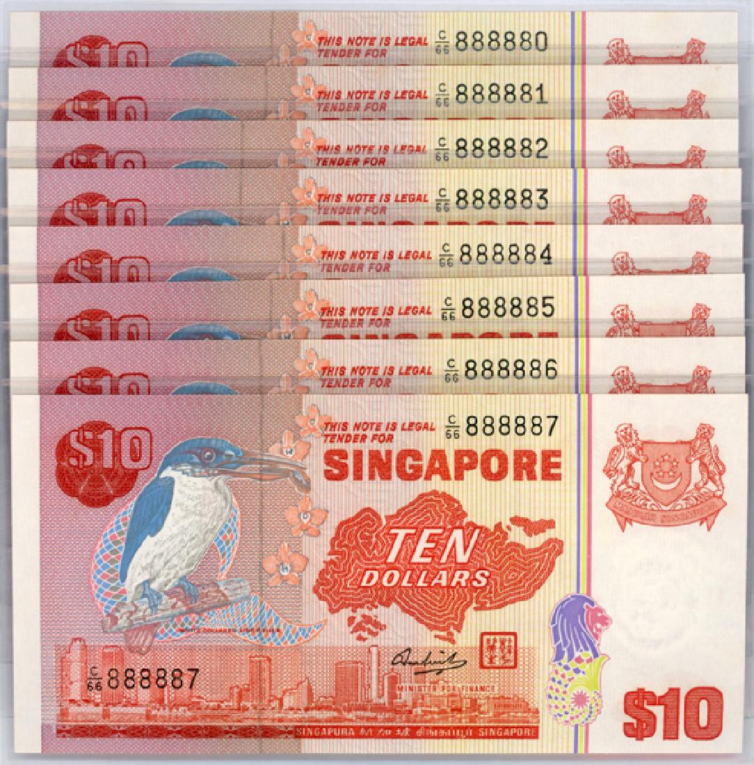 SINGAPORE $10 1976 Golden set  C/66 888880-87, Broken (1 of 1)