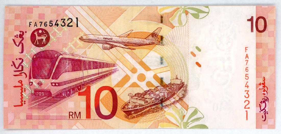 MALAYSIA  RM10 2000 Descending Ladder  FA 7654321 (1 of 1)