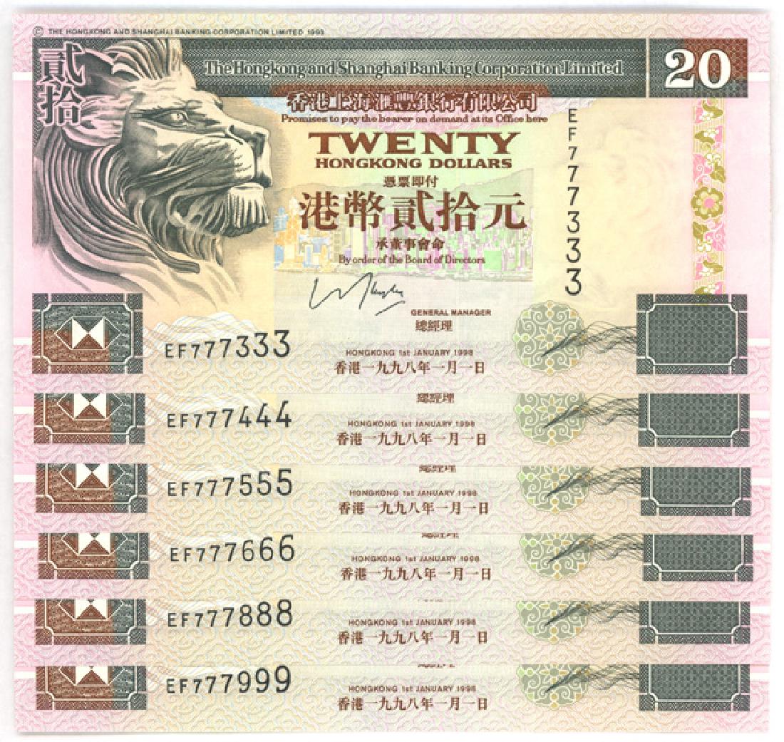 HONG KONG $20 1998 Repeater (6pcs) (1 of 1)