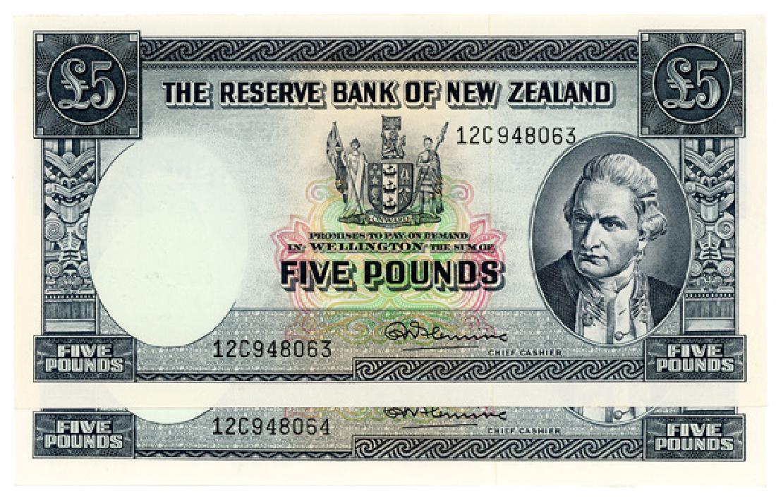 NEW ZEALAND 5-Pounds 1967  12C 948063-64  2pcs (1 of 1)