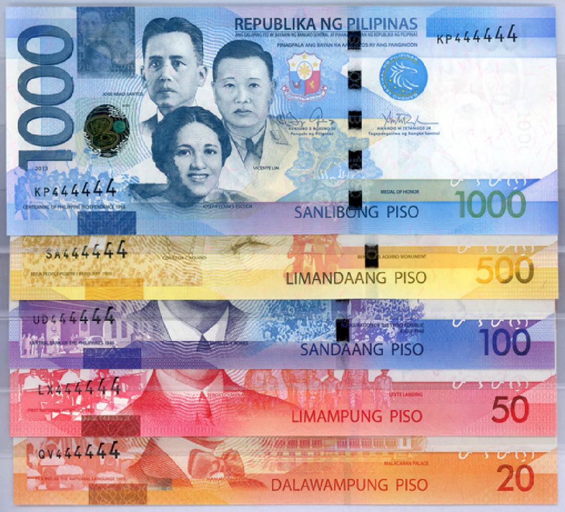 PHILIPPINES 2013 Solid 444444 different prefix (5pcs) (1 of 1)