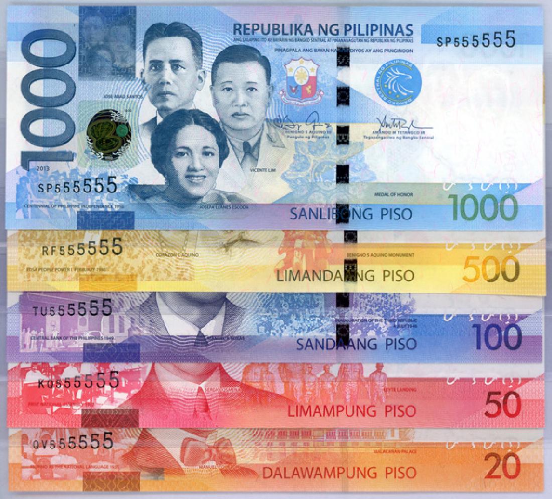 PHILIPPINES 2013 Solid 555555 different prefix (5pcs) (1 of 1)