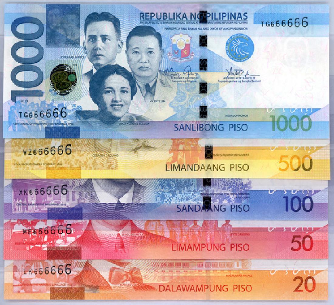 PHILIPPINES 2013 Solid 666666 different prefix (5pcs) (1 of 1)