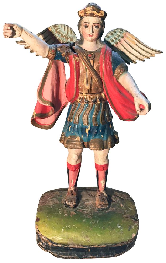 An Italian Polychrome Winged Figure, 18 Th C, (1 of 4)