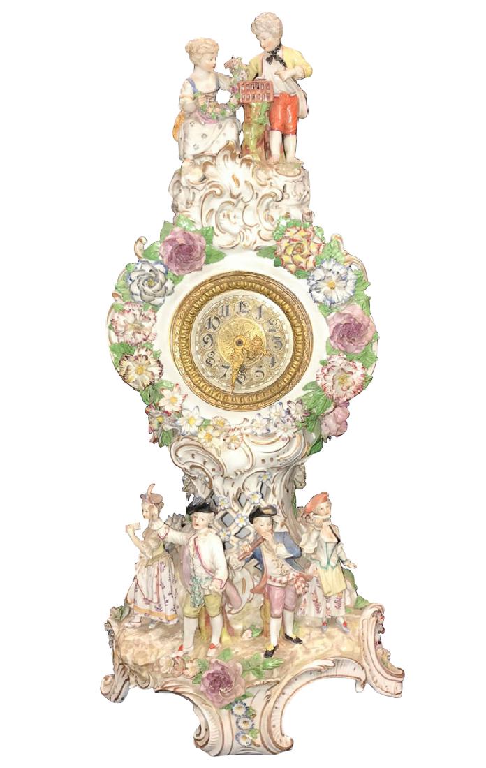 Nice Antique Dresden Mantle Clock, 19th C, F (1 of 10)