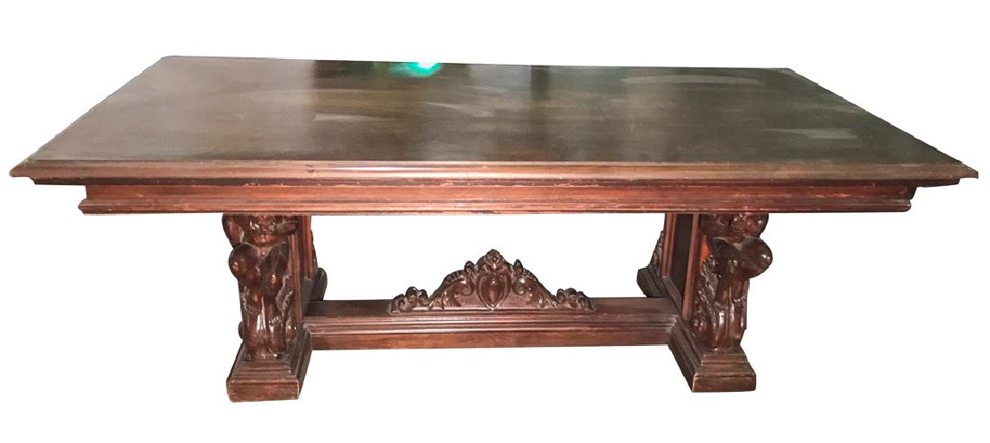 Large Italian Renaissance Walnut Library Table (1 of 6)