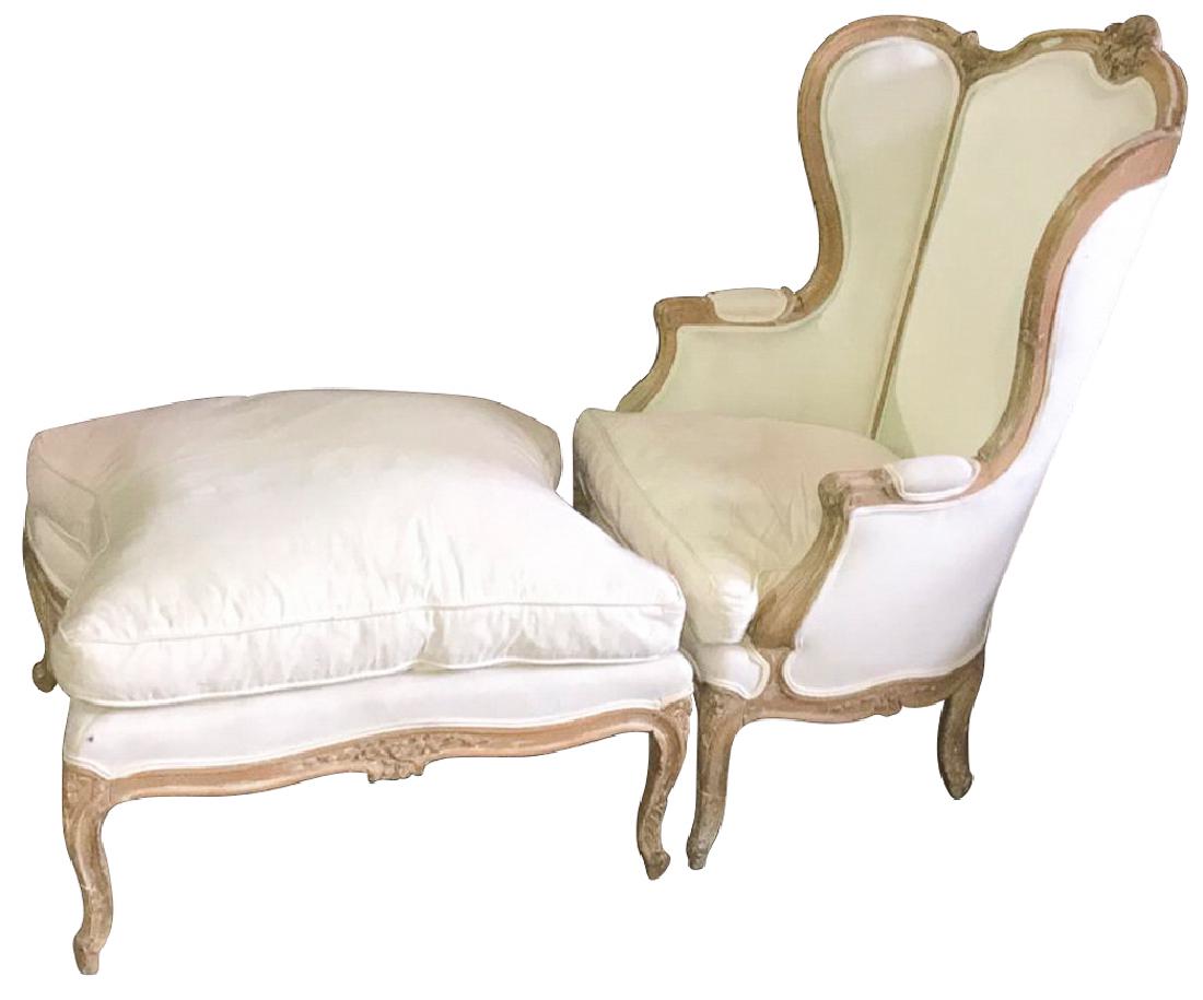A French Bergere With Ottoman , Bleached Walnut, (1 of 6)