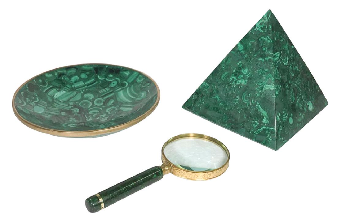 Malachite A Pyramid, A Malachite Bowl, Together (1 of 2)
