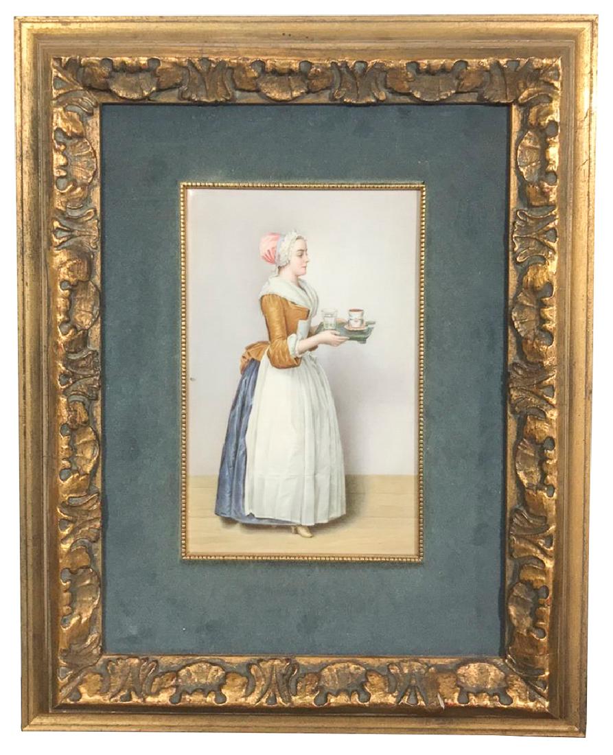 Kpm Porcelain Plaque, Le Belle Chocolatiere,: Ludwig S Strum( 1844-1926), late 19th c; 7 3/8 x 4 3/4 w See Elam Description Photo