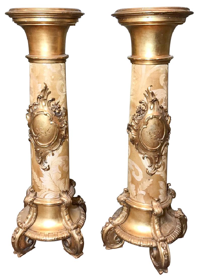 Exquisite Pr. French Bronze Mounted Pedestals, (1 of 5)