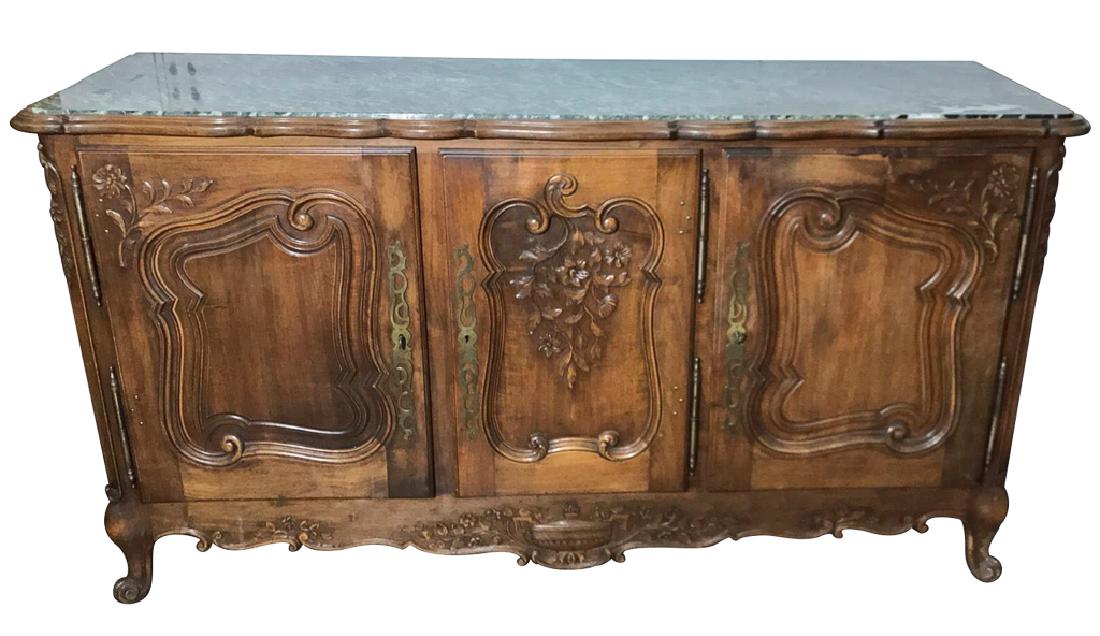French Proven‹¤al Carved Walnut Buffet, Verde (1 of 5)
