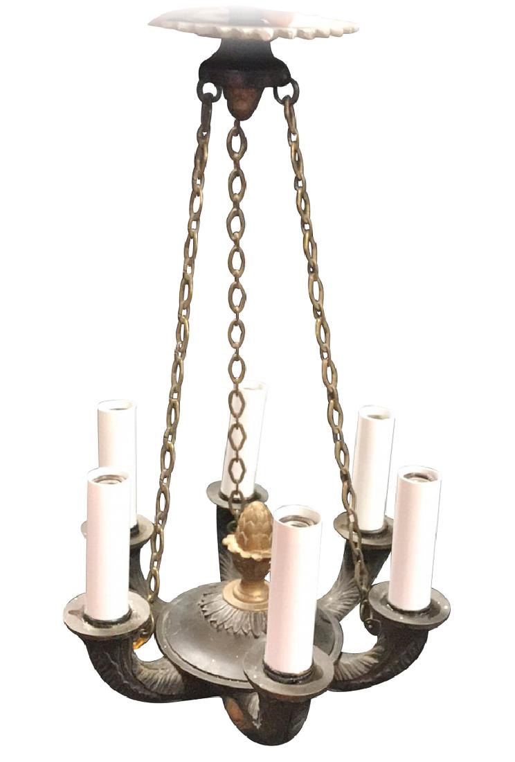 Rare Petite Period Empire 5-branch Chandelier, (1 of 6)