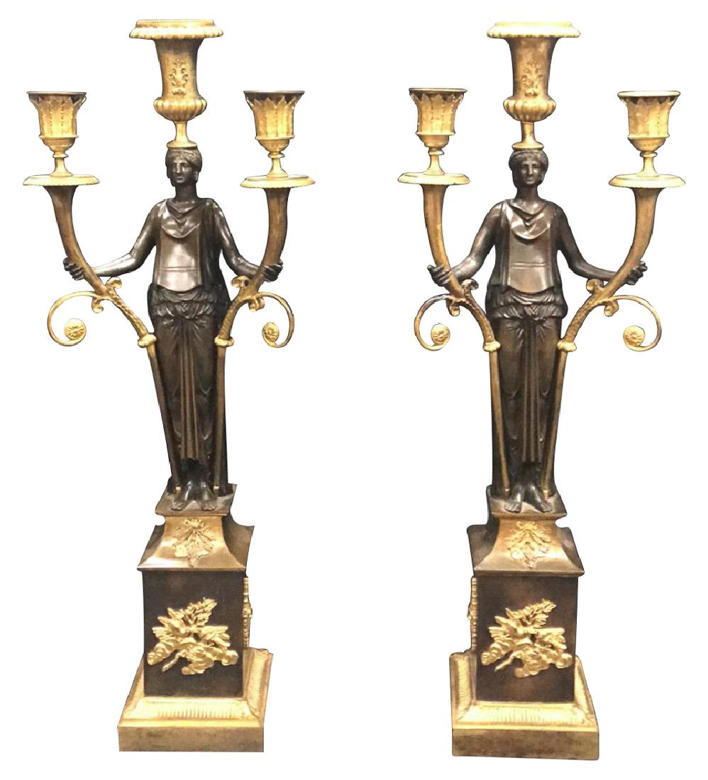 Pair Of Period Empire Figural Candelabra, With (1 of 5)