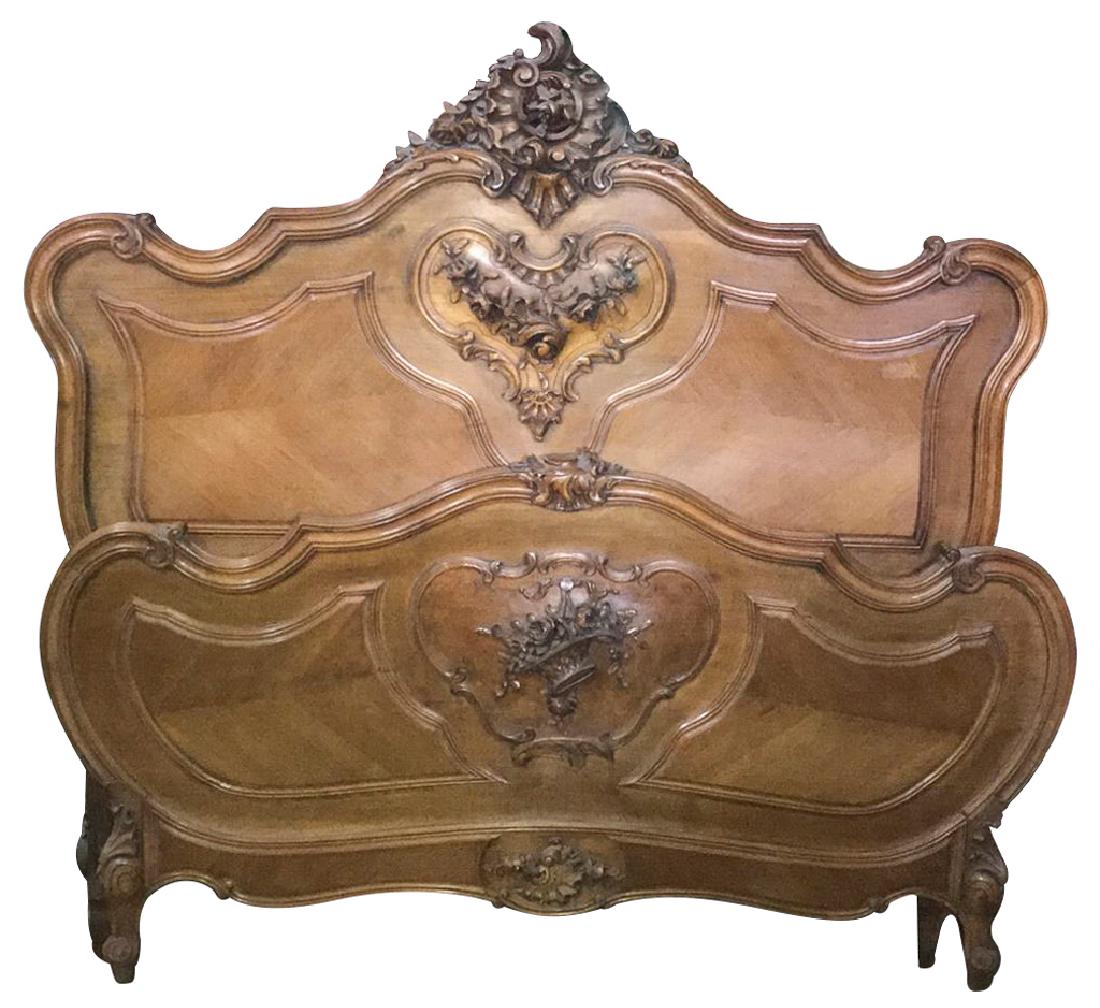 Very Nice French Walnut Bed, With Finally (1 of 4)