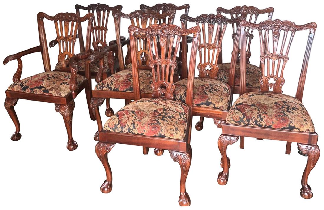 Set Of 8 Chippendale Style Mahogany Chairs, (1 of 5)