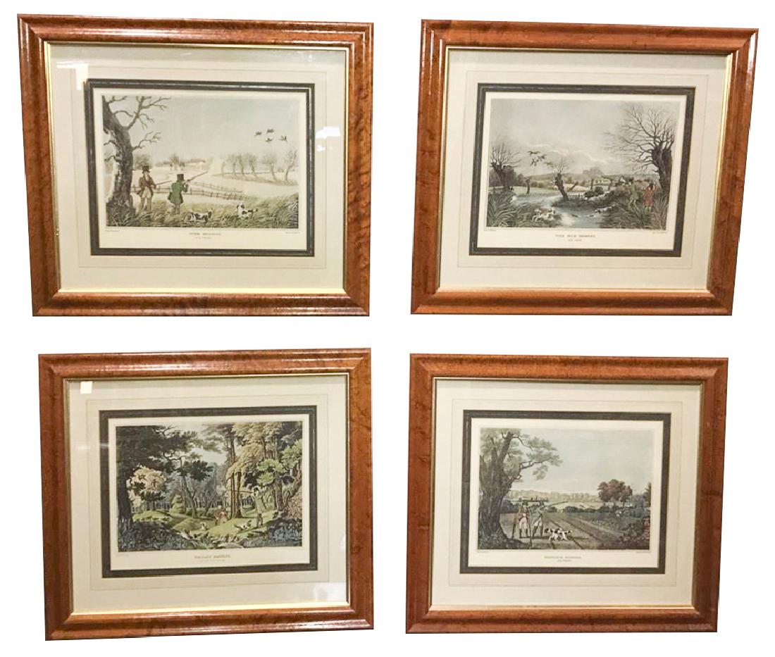 Set Of 4 English Grouse Hunt Scene Engravings, (1 of 7)
