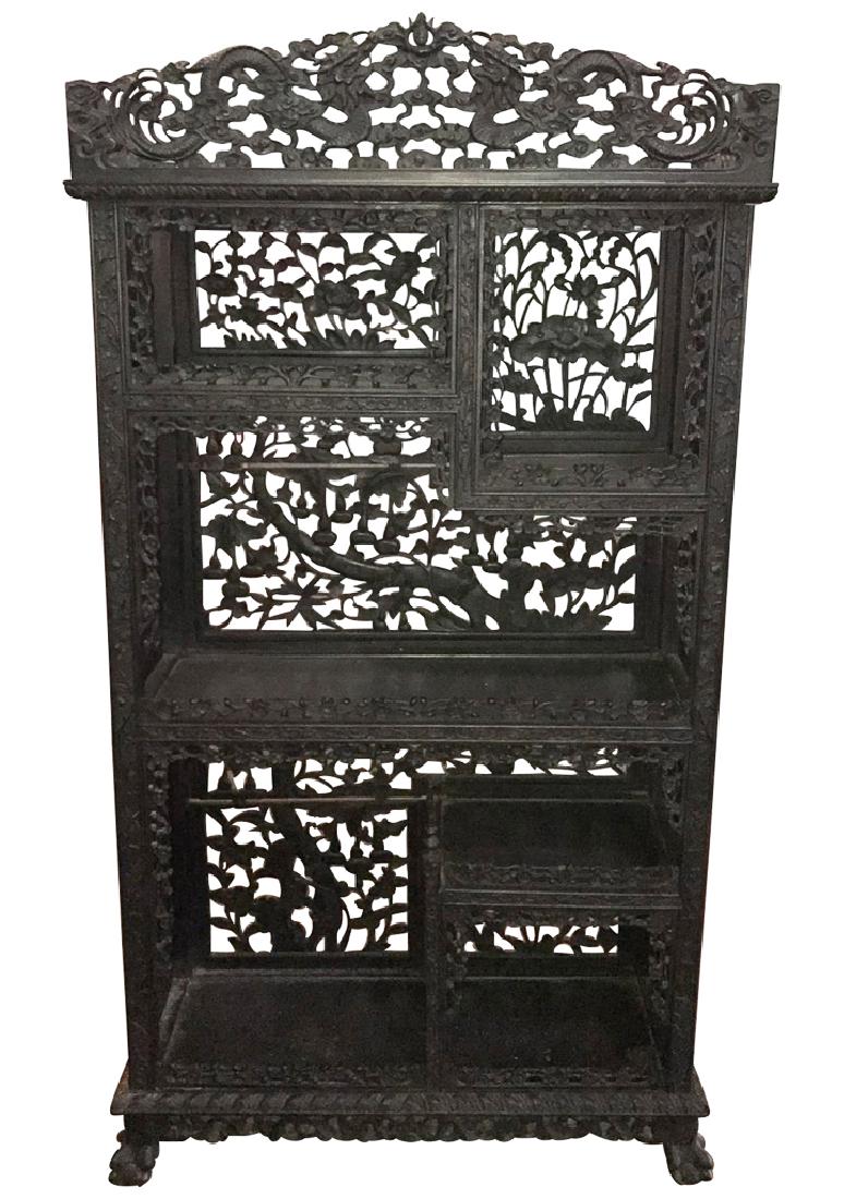 Chinese Carved Hardwood Etagere, 35 X 68 H X 1 (1 of 6)