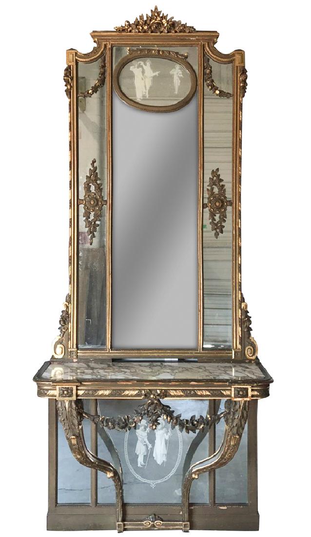19 Th C. Italian Gilt Wood Console And Mirror, (1 of 6)