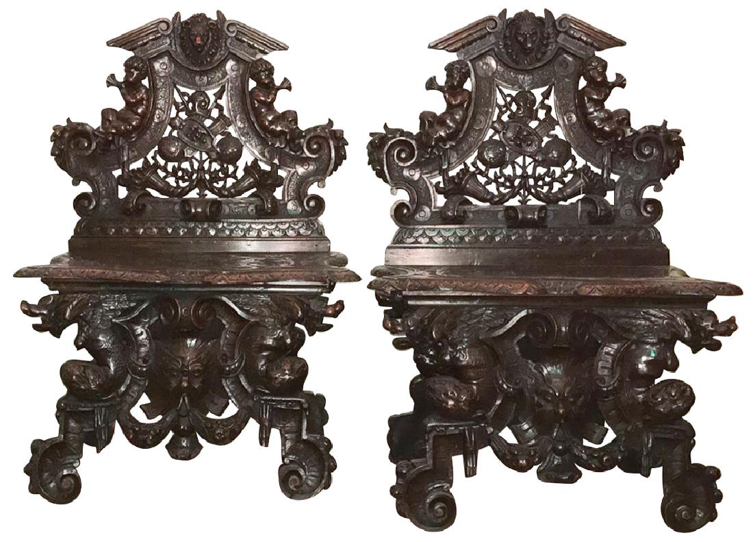 Rare Pair Of Italian Walnut Baroque Hall (1 of 9)