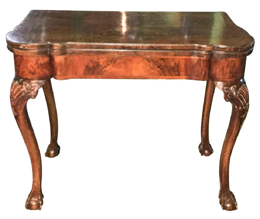 English Queen Anne Burl Walnut Games Table, (1 of 6)