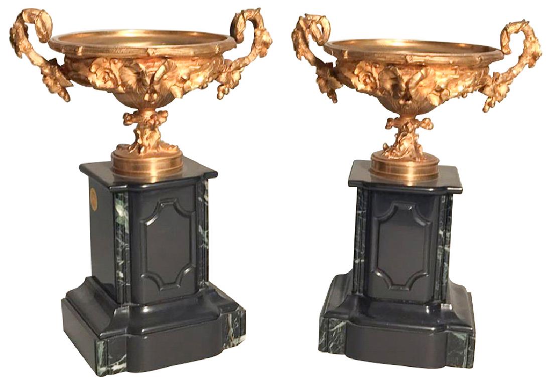 A Pair Of French Bronze Compotes,  Set On Black (1 of 3)