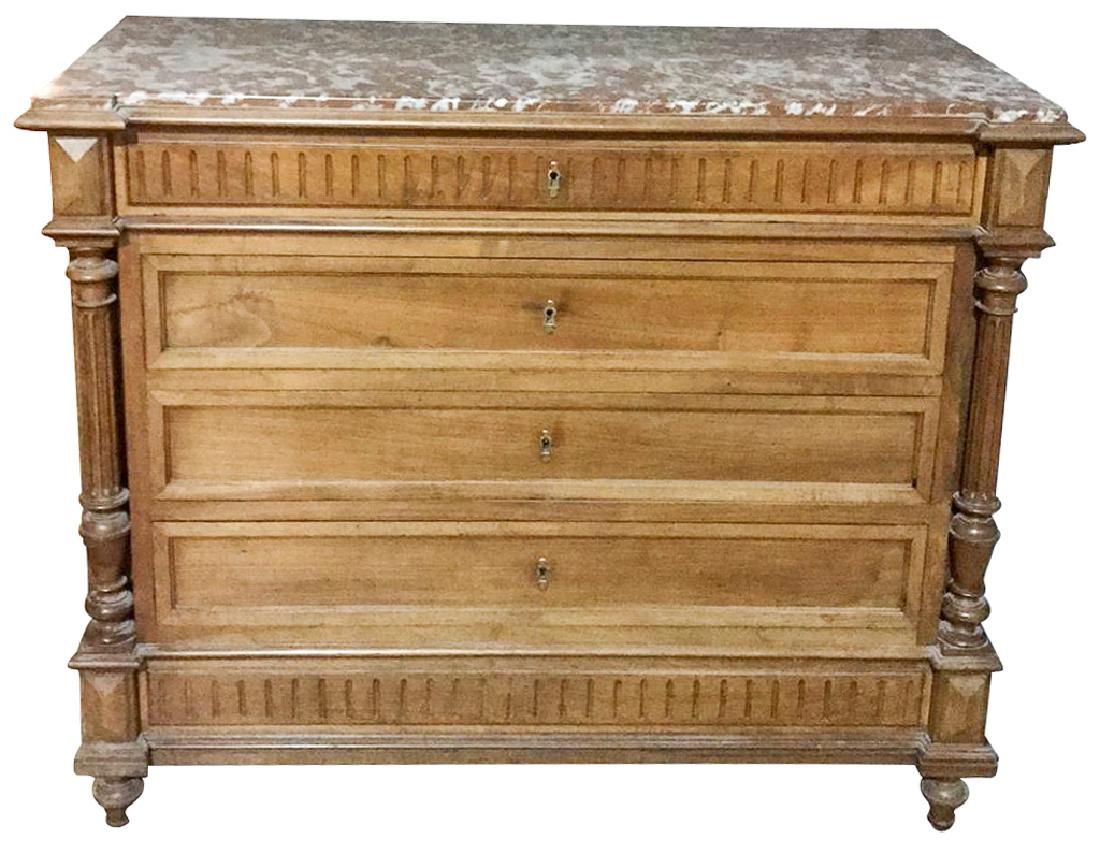 A French Walnut Marble Top Chest, C 1900 48 (1 of 4)