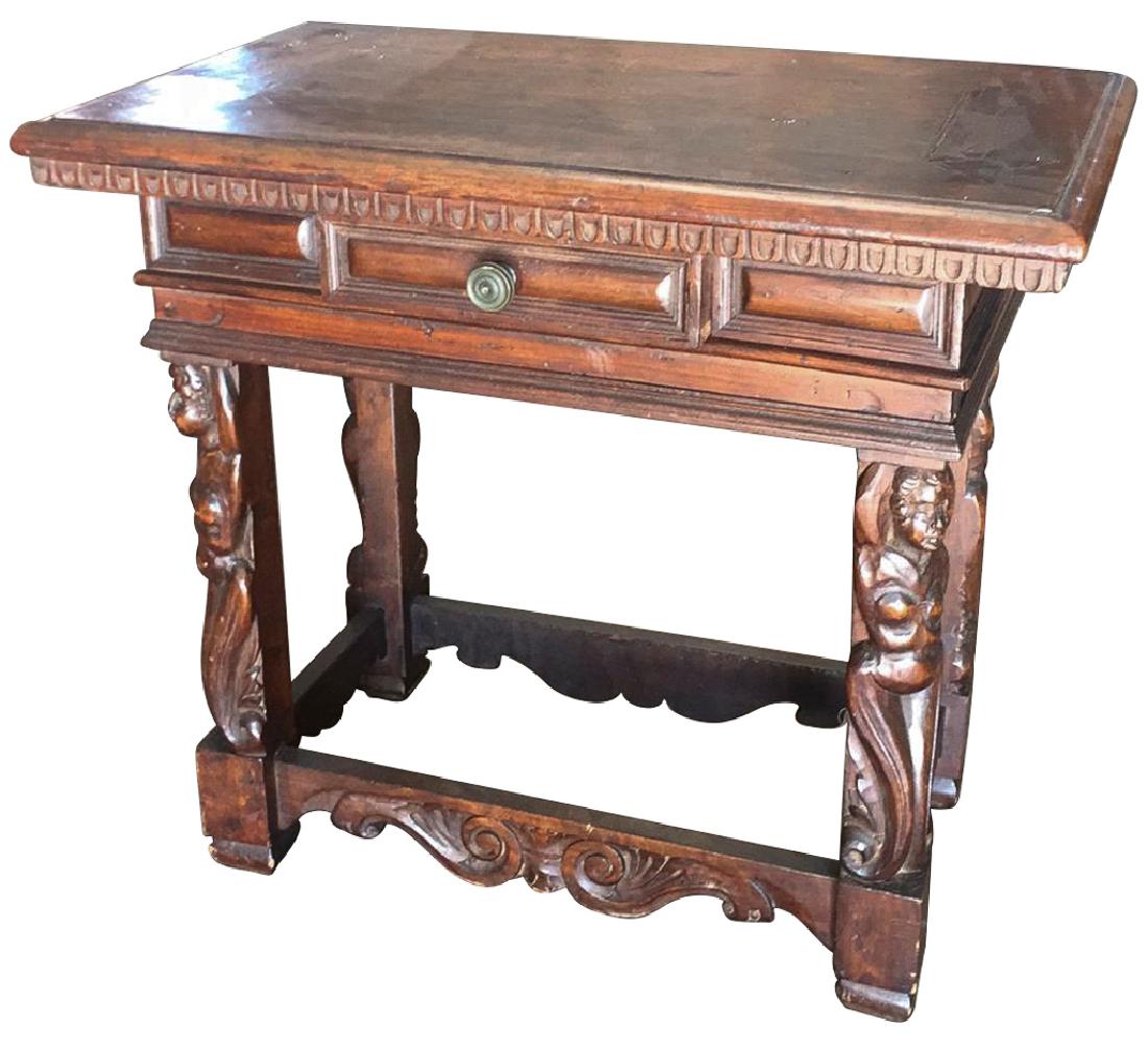18th C. Italian Carved Side Table, 27 Wide By (1 of 4)