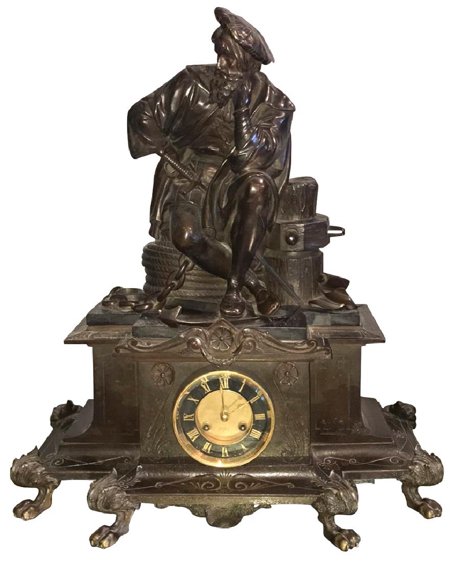 French Renaissance Revival Bronze Figural Clock, (1 of 6)