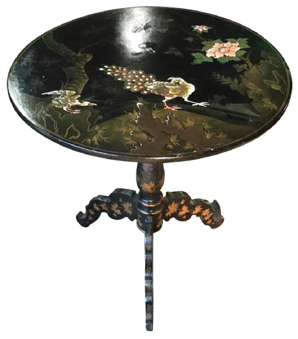 An English Black Lacquered Tilt Table, With (1 of 2)