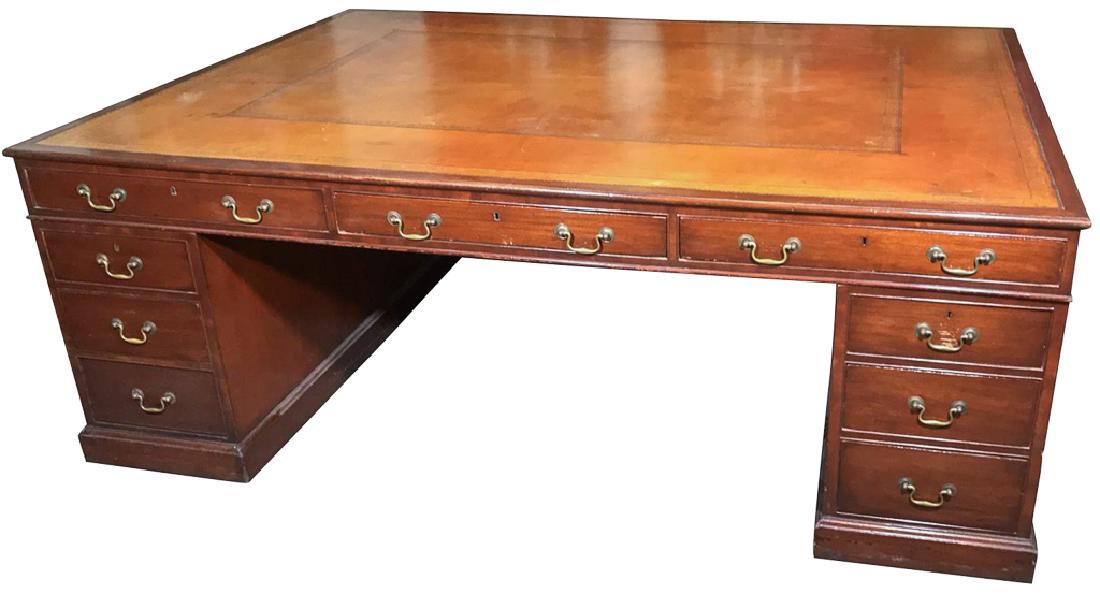 English Georgian Style Mahogany Partner's Desk, (1 of 4)