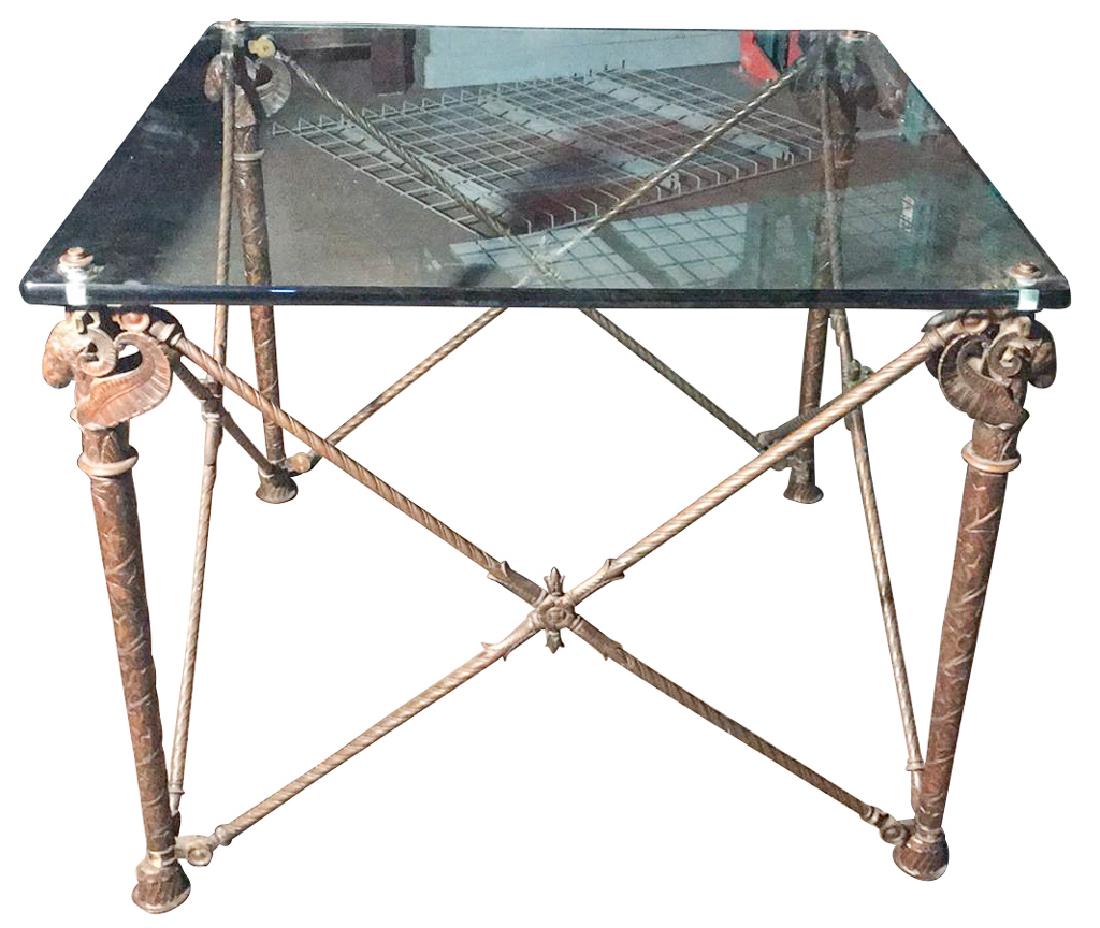 Nice Empire Style Bronze Table With Glass Top, (1 of 5)