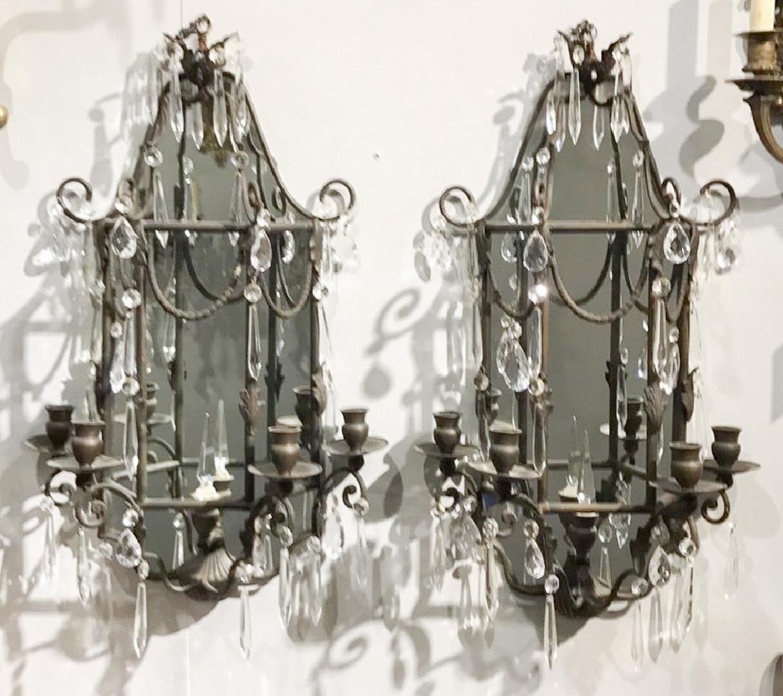 Pair Of French Iron Mirror Back Sconce (1 of 5)