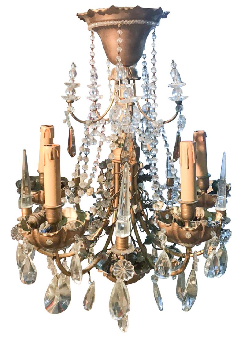 Italian 5 Light Chandelier Adorned With C (1 of 4)
