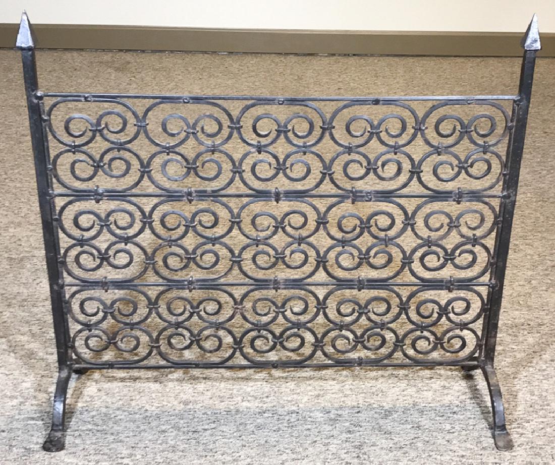 Antique French Hand Wrought Iron Fire Screen, (1 of 2)