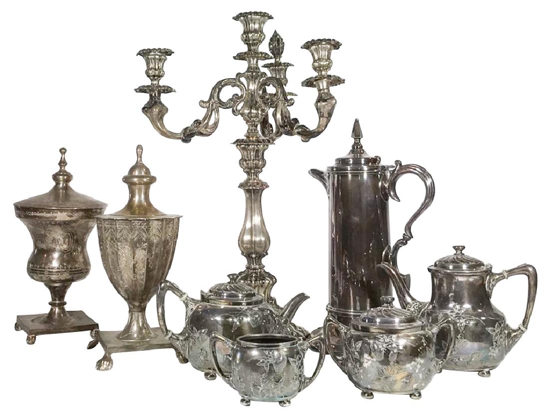 Lot Of Silver Plate, Including Three Branch (1 of 5)